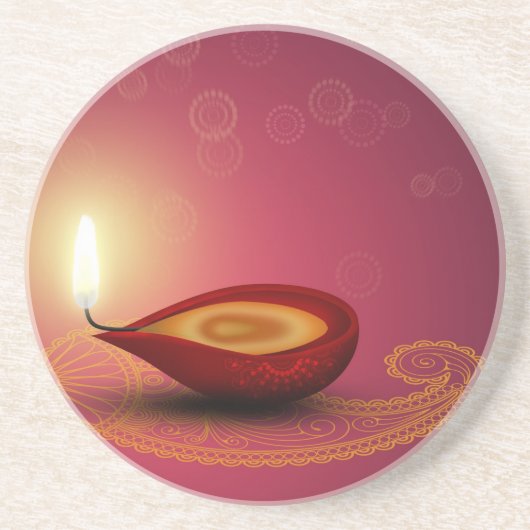 Shiny Happy Diwali Diya - Sandstone Onderzetter (Voorkant)