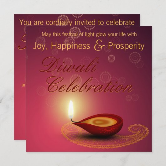 Shiny Happy Diwali - Festival van Lichte Uitnodigi Kaart (Voorkant / Achterkant)