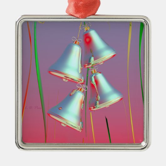 Shiny Holiday Silver Bells Metalen Ornament (Voorkant)