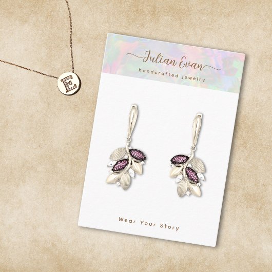 Shiny Holographic Aura Opal Stone Sieraden Display Visitekaartje