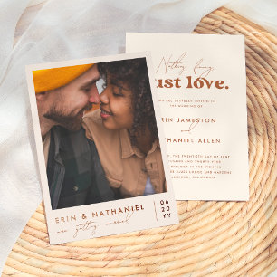 Shiny Just Love Crème Terracotta Retro Bruiloft Folie Uitnodiging