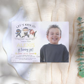 Shiny Laten we schoppen Ninja Karate Foto Verjaard Folie Uitnodiging