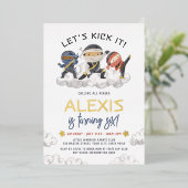 Shiny Laten we schoppen Ninja Martial Arts Verjaar Folie Uitnodiging (Staand Voorkant)