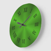 Shiny Lime Green Metallic Clock with Roman Numbers Grote Klok (Hoek)