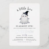 Shiny Little Boo Halloween Meisje Baby shower Folie Uitnodiging (Voorkant)