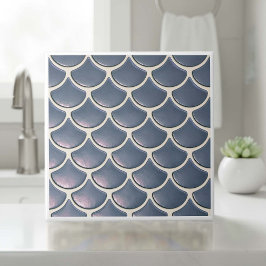 Shiny Mermaid Scale Pattern Navy Blue ID1199 Tegeltje