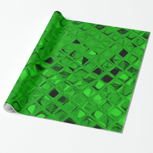 Shiny Metallic Emerald Green Diamond Serpentine Cadeaupapier (Uitgerold)