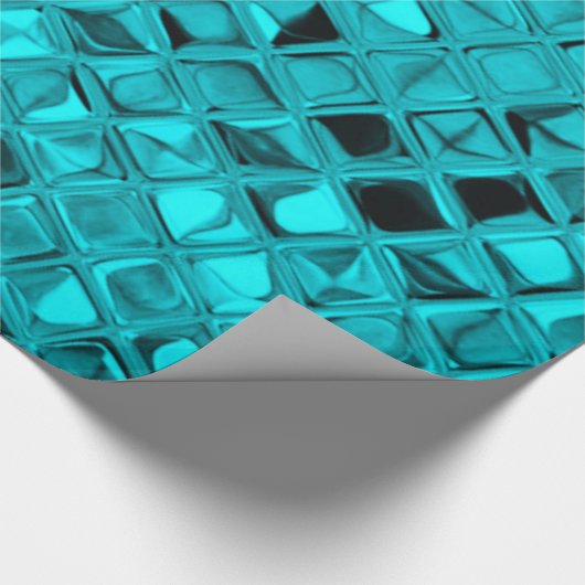 Shiny Metallic Girly Blauwgroen Diamond Faux Serpe Cadeaupapier (Hoek)