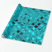 Shiny Metallic Girly Blauwgroen Diamond Faux Serpe Cadeaupapier (Uitgerold)