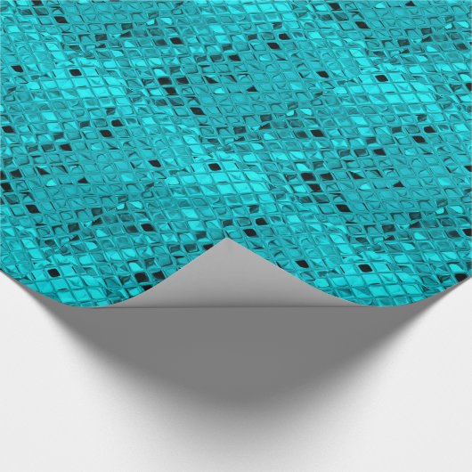 Shiny Metallic Girly Blauwgroen Diamond Faux Serpe Cadeaupapier (Hoek)