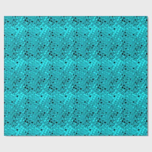 Shiny Metallic Girly Blauwgroen Diamond Faux Serpe Cadeaupapier (Vlak)