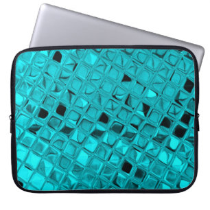 Shiny Metallic Girly Blauwgroen Peacock Diamond Mi Laptop Sleeve
