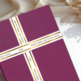 Shiny Metallic Gold White Shimmer With Black Typo Satijnen Lint