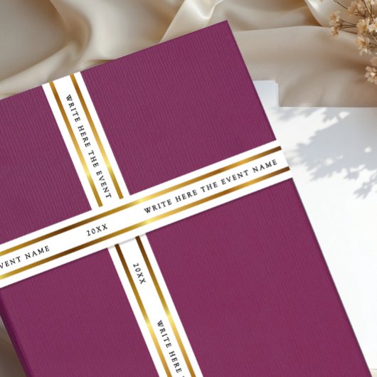 Shiny Metallic Gold White Shimmer With Black Typo Satijnen Lint