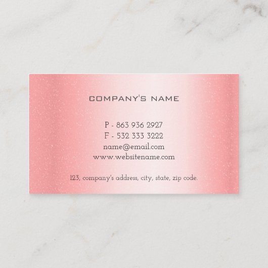 Shiny Metallic Roos Pink Gold Drips Fancy Visitekaartje (Achterkant)