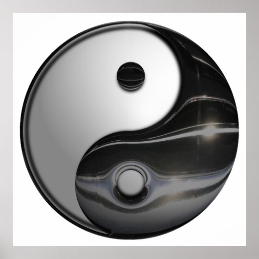 Shiny Metallic Yin en Yang Symbol Poster (Voorkant)