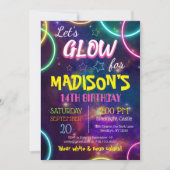 Shiny Neon Glow Birthday Party Custom RSVP Kaart (Voorkant)