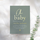 Shiny Oh Baby Script Sage Green Boho Baby shower Folie Uitnodiging