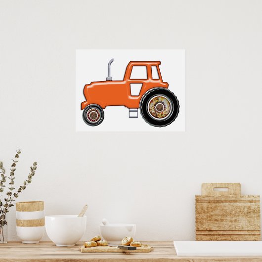 Shiny Oranje Tractor Poster (Keuken)