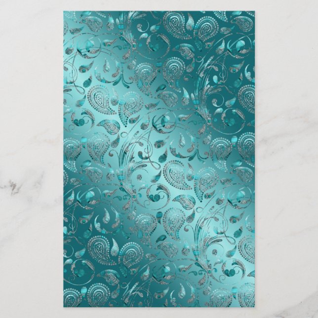 Shiny Paisley Turquoise (Voorkant)
