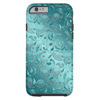 Shiny Paisley Turquoise Tough iPhone 6 Hoesje