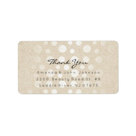 Shiny Pastel Stippen Ivory Pearly Kraft Dank u Etiket