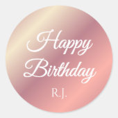 Shiny Pink Birthday Sticker | Custom Monogram (Voorkant)