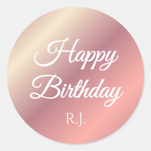 Shiny Pink Birthday Sticker | Custom Monogram (Voorkant)