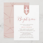 Shiny Pink Rose Doop Uitnodiging (Voorkant / Achterkant)