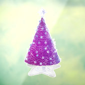 Shiny Pink Silver Christmas Tree Star Shape Rug Raamsticker (Vel 3)