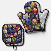 Shiny Polished Minerals Pattern Ovenwant & Pannenlap Set (Voorkant / Achterkant)