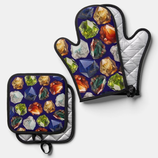 Shiny Polished Minerals Pattern Ovenwant & Pannenlap Set (Voorkant / Achterkant)