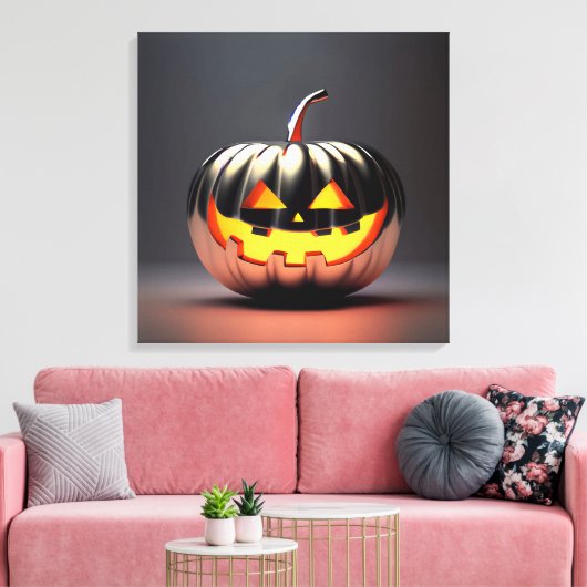 Shiny Pumpkin Halloween Canvas Afdruk (Insitu (Woonkamer))