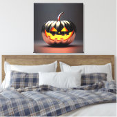Shiny Pumpkin Halloween Canvas Afdruk (Insitu (Slaapkamer))