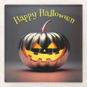 Shiny Pumpkin Halloween Glazen Onderzetter (Voorkant)