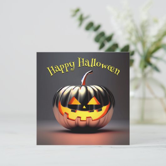 Shiny Pumpkin Halloween Kaart (Staand voorkant)
