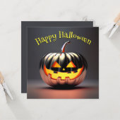 Shiny Pumpkin Halloween Kaart (Voorkant / Achterkant in situ)
