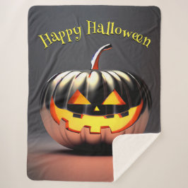 Shiny Pumpkin Halloween Sherpa Deken