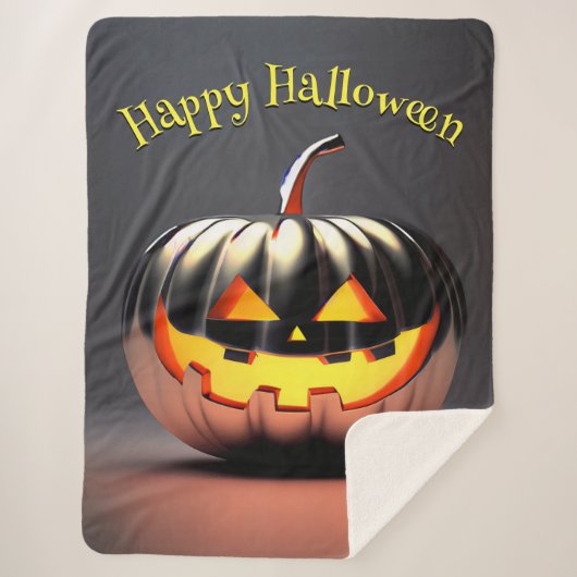 Shiny Pumpkin Halloween Sherpa Deken (Voorkant)