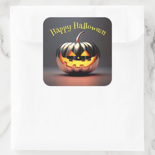 Shiny Pumpkin Halloween Vierkante Sticker (Tas)