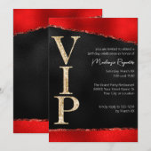 Shiny Red and Gold Glitter Glamorous VIP Party Kaart (Voorkant / Achterkant)