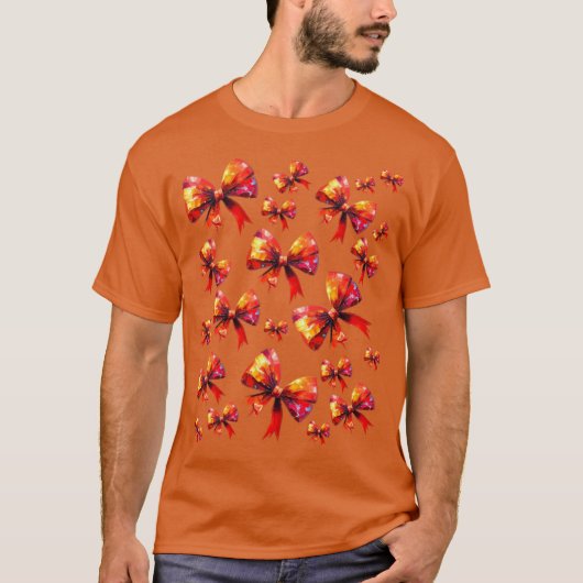 Shiny Red Bows Bold and Festive T-shirt (Voorkant)