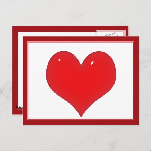 Shiny Red Heart Briefkaart (Voorkant / Achterkant)