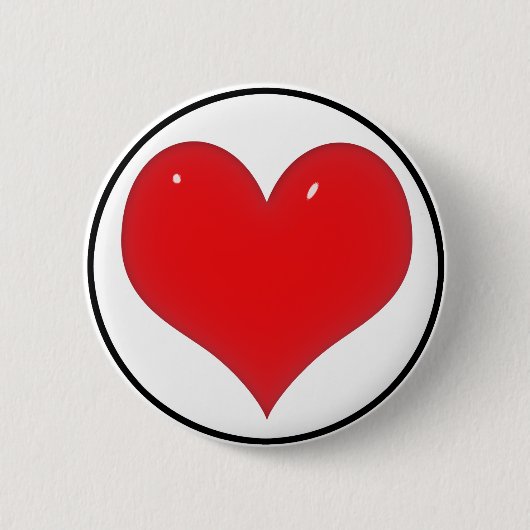 Shiny Red Heart Ronde Button 5,7 Cm (Voorkant)
