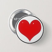 Shiny Red Heart Ronde Button 5,7 Cm (Voorkant /achterkant)
