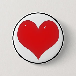 Shiny Red Heart Ronde Button 5,7 Cm