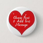 Shiny Red Heart Ronde Button 5,7 Cm (Voorkant)