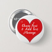 Shiny Red Heart Ronde Button 5,7 Cm (Voorkant /achterkant)