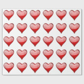 Shiny Red Hearts Cadeaupapier (Vlak)