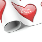 Shiny Red Hearts Cadeaupapier (Rol Hoek)